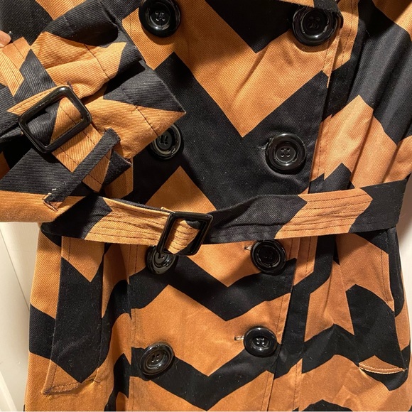 Chevron Black/Camel Tan Jacket Coat - Picture 5 of 8